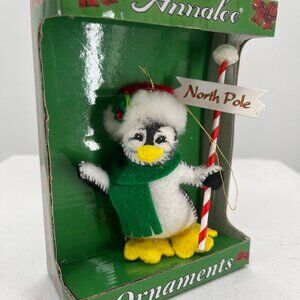 North Pole Penguin Annalee Doll Christmas Ornament 4"